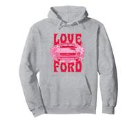 Ford - Mustang Vintage 1968 Rétro Love Flowers Sweat à Capuche, Unisexe pour Adultes, Gris Chiné, L