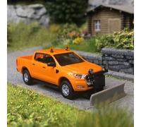 Ford ranger, à plateau avec chasse-neige, orange - BUSCH 52862 - HO 1/87