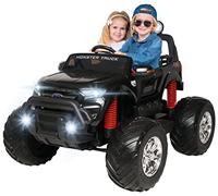 Ford Ranger Monster Voiture électrique 4 x 4 pour enfants à partir de 3 ans, moteur 45 W, écran tactile, télécommande RC, noire