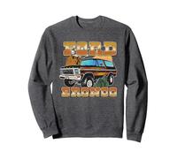 Ford - Scène Vintage du désert Bronco avec Montagnes et Cactus Sweatshirt, Unisexe pour Adultes, Chiné Foncé, XL