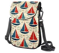 FORDAIIDV Petit sac à bandoulière pour femme - Sac de voyage léger avec bandoulière réglable - Bleu et rouge - Voilier