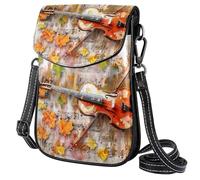 FORDAIIDV Petit sac à bandoulière pour femme - Sac de voyage léger avec bandoulière réglable - Feuilles d'érable et musique de violon