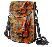 FORDAIIDV Petit sac à bandoulière pour femme - Sac de voyage léger avec bandoulière réglable - Motif feuilles d'érable et violon musique