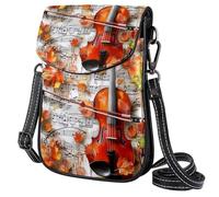 FORDAIIDV Petit sac à bandoulière pour femme - Sac de voyage léger avec bandoulière réglable - Musique, violon, feuilles d'érable