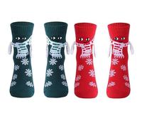 FORDJA Chaussettes de noël magnétique amusantes, chaussettes de couple se tenant la main, broderie poupée couple chaussettes, unisexe socks