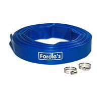 Fordle’s 10m x 25mm Diamètre Layflat Tuyau De Refoulement Compatible avec Pompe A Eau Submersible - PVC Bleu Renforcé De Polyester - Comprend 2 Clips