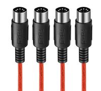FORE 0,3m Lot de 2 câbles MIDI 5 broches DIN vers 5 broches DIN MIDI pour clavier MIDI/séquenceur MIDI/synthétiseur/interface audio/mixeur audio/sets DJ/batterie électronique/piano électrique Rouge