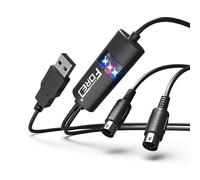 FORE Adaptateur MIDI vers USB Interface Câble MIDI avec Connexion d'Entrée et Sortie avec Clavier/Synthétiseur pour Édition et Enregistrement de Pistes sous Windows/Mac OS pour Studio Noir - 2m