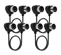 FORE Lot de 4 câbles MIDI de 60 cm à 90 degrés avec connecteurs ultra petits pour les espaces restreints, câble DIN MIDI 5 broches compatible avec clavier MIDI, interface, synthétiseur, guitare