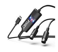 FORE MIDI to Type-C Interface MIDI Cable Adapter with Input&Output Connecting with Keyboard/Synthesizer for Editing&Recording Track Work with Windows/Mac OS for Studio Type-C Color Black - 6.5Ft