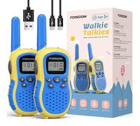 FOREDOM Talkie Walkie Enfants Rechargeable, Talkie-Walkie Longue Portée pour Garçons & Filles de 3-12 Ans avec Lampe, Lot de 2 - Bleu