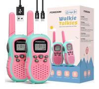 FOREDOM Talkie Walkie Enfants Rechargeable, Talkie-Walkie Longue Portée pour Garçons & Filles de 3-12 Ans avec Lampe, Lot de 2 - Rose