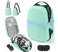 FOREGOER Sac de transport rigide compatible avec Oculus Meta Quest 3/Quest 3S/Quest 2 avec sangle Elite pour casque de jeu VR et manettes tactiles, accessoires de rangement, voyage (vert)