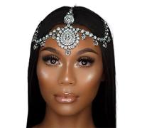 Forehead Hair Chain Head Piece Hairwear Shiny Bride Wedding Hair Accessories Headband Jewelry pour la mode(Gold)