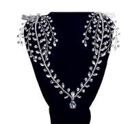 Forehead Headband with Combs Rhinestone Women Headdress Water Drop Bridal Wedding Hair Ornament Bride Head Chain pour les occasions spéciales et les festivals(Silver 1)