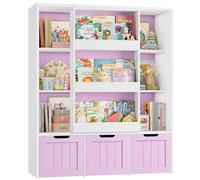 FOREHILL Bibliothèque Enfant avec Porte Coulissante, 120,5x37x100cm Rose