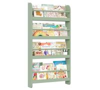 FOREHILL Bibliotheque Enfant, Bibliothèque Murale avec 4 Étagères, Etagere Murale, Rangement Livre Jouets pour Chambre d'enfants Salle de Jeux, Vert 58x12x111cm