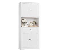 FOREHILL Buffet Cuisine, Meuble Cuisine avec 4 Portes 1 Tiroir, Meuble de Rangement avec Trou de Câbles Étagères Réglables Vaisselier Salle à Manger pour Micro-Ondes 75x40x180cm