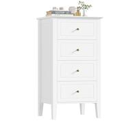 FOREHILL Commode 4 Tiroirs, Petite Commode Chambre, 50x40x95cm, Blanche | Meuble de rangement étroit, Meuble tiroirs spacieux, Avec poignées et pieds, Chiffonnier salon, entrée, appart, canapé,coins