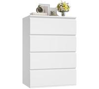 FOREHILL Commode 4 Tiroirs, Petite Commode Chambre, 60x40x80 cm, Blanche