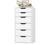 FOREHILL Commode 6 Tiroirs Commode Chambre Adulte Chiffonnier Meuble de Rangement pour Salon Bureau Entrée Chambre Commodes Blanche 45x40x90.5cm