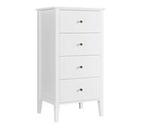 FOREHILL Commode Chambre Commode 4 Tiroirs Petite Commodes Blanche Chiffonnier Meuble de Rangement pour Salon Chambre 50x40x95cm