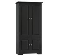 FOREHILL FORHILL Armoire de Rangement en Bois avec 4 Portes Meuble Haute de Rangement Buffet de Cuisine Armoire vestiaire pour Salon, Chambre, Bureau 58x31,5x123cm Noir