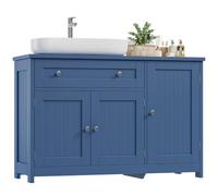 FOREHILL Meuble sous Lavabo Salle de Bain avec Tiroir 90x30x61,5cm Bleu | Meuble sous Vasque Étagère Réglable | Optimise espace sous l'évier | Meuble Salle de Bain Robuste Moderne | Facile à monter