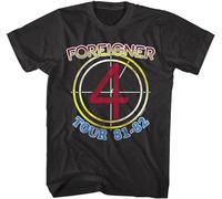 Foreigner 4 Tour 1981-82 Men's T Shirt 80's Rock Band Concert Tour Merch Black M