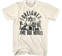 Foreigner 80s Rock Band Foreigner Tour Juke Box Heroes Vintage Style Adult Short Sleeve T-Shirts Graphic Tees Hemden(Medium)
