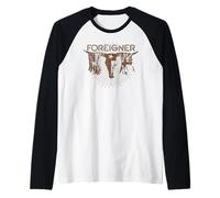 Foreigner Texas Longhorn with Flags Western Vintage Band Manche Raglan