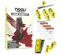 Forensics CSI Kit de scène de crime - 10 marqueurs de preuve, sacs de preuve « DO NOT CROSS » de 3 m, règle médico-légale et gants - Parfait pour les fêtes mystères de