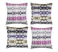 ForenTex Pack 4 Fundas de Cojín Imprimé coloré, Violet/Rose, 45 x 45 cm