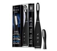 FOREO issa 4 plus Brosse à dents électrique sonique - kit rechargeable 4-en-1 guidé par IA avec tête hybride silicone et polymère extra, poils souples, blanchiment, nettoyage ultra-hygiénique - Noire