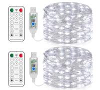 Forepin 150LED Guirlande Lumineuse, 15M USB Etanche Guirlande LED 8 Modes avec Télécommande et Minuterie, Lumière Etoilée en Fil de Cuivre pour Interieur, Décoration, Noël, Oirée, Mariage, Fête