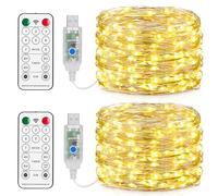 Forepin 150LED Guirlande Lumineuse, 15M USB Etanche Guirlande LED 8 Modes avec Télécommande et Minuterie, Lumière Etoilée en Fil de Cuivre pour Interieur, Décoration, Noël, Oirée, Mariage, Fête