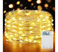 Forepin Guirlande Led à Pile, 10M 100LED Guirlande Lumineuse à Pile avec Minuteur Guirlandes Led Fil Cuivre pour Interieur Exterieur, Chambre, Fête, Noël, Halloween, Mariage, Décoration