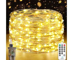 Forepin Guirlande Lumineuse LED, 18M 150LED Guirlande Lumineuse Intérieur Prise 8 Modes Étanche Lumières de Noël pour Décoration Intérieure Extérieure, Jardin, Anniversaire, Mariage, Sapin de Noël