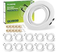 Forepin Spot Encastrable GU10 Set, 10 Pièces Cadre De Montage Rond avec Douille Céramique GU10, AC 230V, Trou de Montage Ø 68mm-75mm, Orientable 30° pour Ampoules LED ou Halogènes