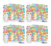 Forepin USB Guirlande Lumineuse 10M, 100 LED en Cuivre, 8 Modes Dimmable avec Télécommande et Minuterie, Imperméable Lumières d'arbre de Noël Fil de cuivre Décoration