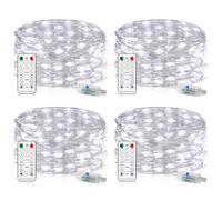 Forepin USB Guirlande Lumineuse 10M, 100 LED en Cuivre, 8 Modes Dimmable avec Télécommande et Minuterie, Imperméable Lumières d'arbre de Noël Fil de cuivre Décoration