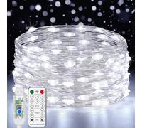 Forepin USB Guirlande Lumineuse 10M, 100 LED en Cuivre, 8 Modes Dimmable avec Télécommande et Minuterie, Imperméable Lumières d'arbre de Noël Fil de cuivre Décoration