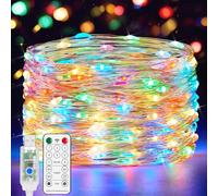 Forepin USB Guirlande Lumineuse 10M, 100 LED en Cuivre, 8 Modes Dimmable avec Télécommande et Minuterie, Imperméable Lumières d'arbre de Noël Fil de cuivre Décoration
