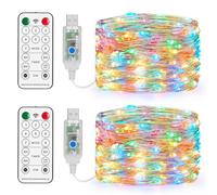Forepin USB Guirlande Lumineuse 10M, 100 LED en Cuivre, 8 Modes Dimmable avec Télécommande et Minuterie, Imperméable Lumières d'arbre de Noël Fil de cuivre Décoration