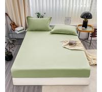 FOREPOTY Drap Rafraichissant,Drap-Housse en Polyester brossé de Couleur Unie, protège-Matelas adapté pour lit Simple, Double, King Size, Vert, 160 x 200 cm (1 pièce)