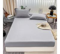 FOREPOTY Respirant Housse Matelas,Drap-Housse en Polyester brossé de Couleur Unie, protège-Matelas adapté pour lit Simple, Double, King Size, Gris Clair, 140 x 190 cm (1 pièce)