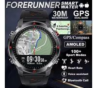Forerunner 570 GPS montre intelligente 3ATM étanche AMOLED écran MULTI-bande GNSS boussole altimètre lampe de poche sport Smartwatch hommes Blue Camouflage