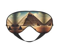 FoRes Masques de sommeil soyeux rêvant des pyramides de Khufu - Cache-yeux en satin doux - Élastique pour femme et homme - Pour la sieste de voyage - Étoiles de nuit silencieuses, noir