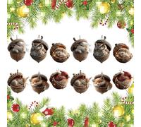 Forest Animal Acorn Ornaments - Cozy Forest Christmas Ornaments, 2026 New Pine Cone Animal Decoration, 2D Acrylic Hanging Ornament Home Party Décor, Woodland Creature Figurine (12pcs)