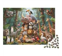 Forest Animals Puzzle 1000 Pièces Recyclable Whimsical Wildlife Senior Puzzles Jeu Éducatif Décompression Ideal for Family and Friends Birthdays 70x50cm/1000Ps